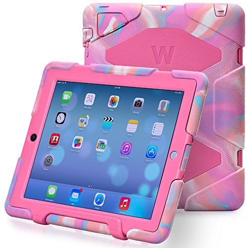 iPad Cases,iPad 2 Case,iPad 3 Case,iPad 4 Case,TRAVELLOR[Heavy Duty]Three Layer Armor Defender And Full Body Protective Case Cover With Kickstand And Screen Protector for iPad 2/3/4-PinkCamo/Pink
