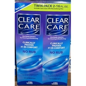 CIBA Vision CLEAR CARE Contact Lens Solution 2 16oz Bottles Free Cup & Disc