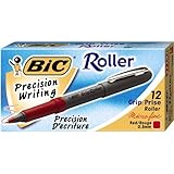 BIC Grip Roller, Extra Fine (0.5 mm), Red Ink, Dozen Box (GREM11)