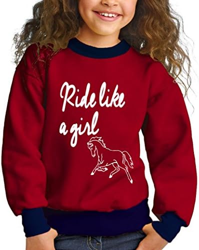 horse sweatshirt girls child horse shirt (7-8) red