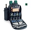 Vail Black/Irish Plaid Insulate Picnic Backpack With Wine Duffel & Deluxe Service
