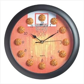 BASKETBALL DESIGN SPORTS KIDS ROOM HANGING WALL CLOCK