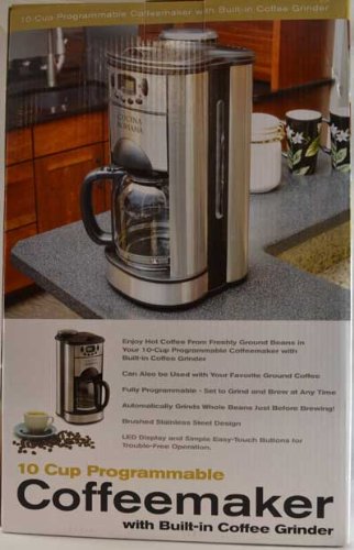 Cucina Romana 10-Cup Programable Coffeemaker with Built-In Coffee Grinder