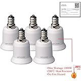 5-Pack E12 to E26 / E27 Adapter, JACKYLED Chandelier Socket (E12) to Medium Socket (E26/E27) Converter ,Max Wattage 1000W,200℃ Heat Resistant,No Fire Hazard