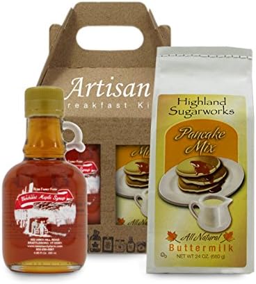 The Local Store's All Natural - Artisan Breakfast Kit 100% Pure Vermont Maple Syrup and All Natural Buttermilk Pancake Mix - Perfect for Breakfast in Bed This Valentine's Day!