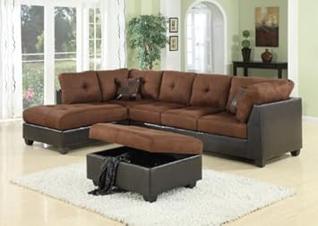 3 Pcs Set Urbana Sectional Sofa with Storage Ottoman,Owlbehome,7448-1/2/3