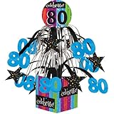 Creative Converting Party Decoration Metallic Foil Cascading Centerpiece, Milestone Celebrations 80th