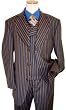 Extrema by Zanetti Chocolate with Caramel/Sapphire Stripes Super 120'S Italian Wool Wideleg Vested Suit Extrema by Zanetti Chocolate with Caramel/Sapphire Stripes Super 120'S Italian Wool Wideleg Vested Suit