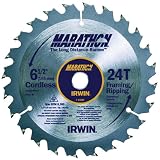 Irwin 14029 Marathon 6-1/2-Inch 24 Tooth ATB Combination Saw Blade with 5/8-Inch Arbor