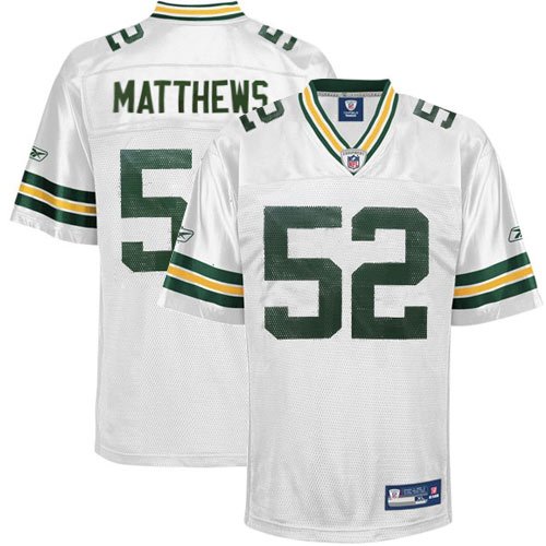 Reebok Green Bay Packers Clay Matthews Replica White Jersey Medium