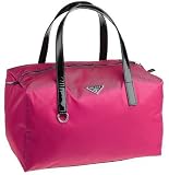Prada Women's Nylon Duffle with Patent Leather Handles, Fuxia