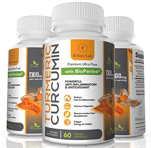 Turmeric Curcumin with Bioperine - Natural Pain Relief & Joint Support - Turmeric Supplement 95% Standardized Curcuminoids - Gluten Free, Non GMO- Turmeric with Black Pepper- Made in USA