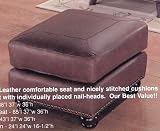 Brown Leather Ottoman Nail Head Accents with Wood Bun Foot
