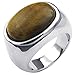 KONOV Mens Stainless Steel Ring, Classic Tiger Eye Band, Silver
