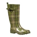 Solid-Rubber Rain Boots - Olive Plaid