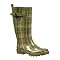 Solid-Rubber Rain Boots - Olive Plaid