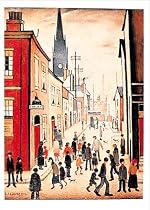The Organ Grinder art print by L.S Lowry, 70cm x 50cm
