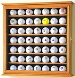 49 Golf Ball Display Case Cabinet Rack Stand Holder w/ UV Protection -Oak Finish