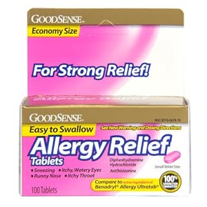 Good Sense Allergy Relief, Diphenhydramine HCL Antihistamine, 25 mg, 100 Count