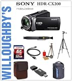 Sony HDR-CX200 High Definition Handycam Camcorder + LEXSpeed 32GB SDHC Memory Card + Sunpak Heavy Duty Mon-Tripod + Targus Bijou Grande Stylish Camera Case + Deluxe Camera Bag plus Bonus Sunpak Solar Flashlight & Charger & Much More! Willoughby's Est. 1898 Bundle