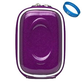 Purple Carbonfiber VG Compact Semi Hard Protective Camera Case for Nikon Coolpix S01 / S3300 / S4300 / S4100 / S3100 / S80 / S5100 / S3000 / S4000 / S1000pj / S70 / S640 / S620 / S230 / S220 / S560 / S610 / S52c / S550 Point & Shoot Digtal Cameras + SumacLife TM Wisdom Courage Wristband