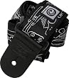Planet Waves Joe Satriani Nylon Guitar Strap, Black/Silver Silver Sketches