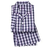 Savile Row Mens Purple Lilac White Check Pyjamas