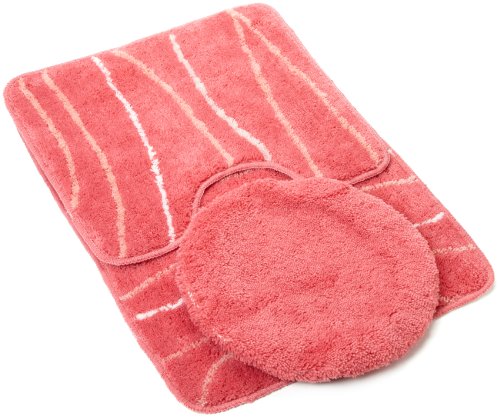 United Linens Avenue 3-Piece 100-Percent Acrylic Rug Set, Pink