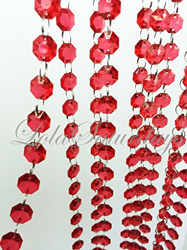 LolaSaturdays 15 Ft Acrylic Crystal Garland 5 YD Red