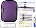 HOUSWEETY Mixed Aluminum Handle Crochet Hook Knitting Knit Needle Weave Yarn Set