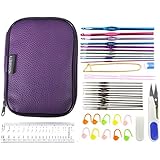 HOUSWEETY Mixed Aluminum Handle Crochet Hook Knitting Knit Needle Weave Yarn Set