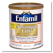 Enfamil Nutramigen Lipil Hypoallergenic Infant Formula Powder, Iron Fortified, 16-Ounce Canisters (Pack of 6)