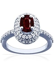 14K White Gold Cushion Cut Ruby Ring With Sidestones (GIA Certificate)
