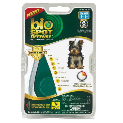 pets smart grooming:BioSpot Defense Smart Shield Applicator Spot on Flea and Tick for Toy Dogs, 6-Month Supply