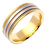 Object Unique Men's 7 mm 18K Gold and Platinum Comfort Fit Wedding Band