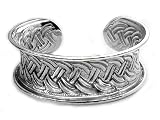 Wide Sterling Silver Braided Celtic Knot Cuff Bracelet