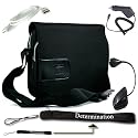 Kindle DX Black Kroo Message Messenger Bag + E-Reader Light + Black Charger + USB Data Cable + Determination Hand Strap