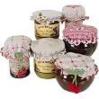 Hand embroidered French jam or honey preserves jar cover with elastic fits most lids