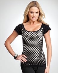 Ruffle Sleeve Mesh Stitch Top - WEB EXCLUSIVE