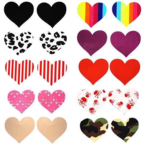 10 Pairs Women Sexy Heart Shape Disposable Pasties Nipple Cover Lingerie on Bra