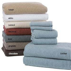 6pc Turkish Cotton Ribbed Towel Set, White by SmartBargains