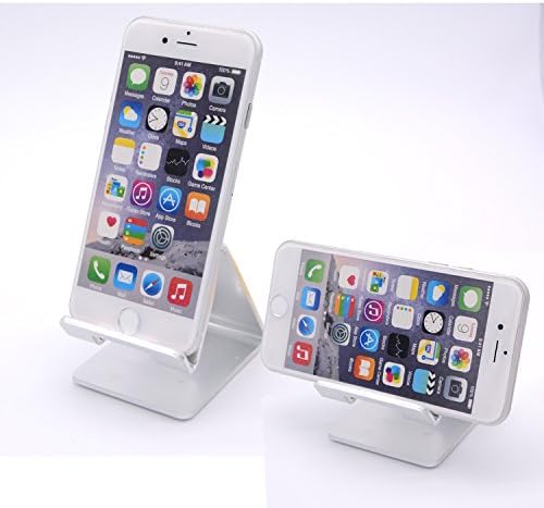 EtryBest(TM) Durable Aluminum Universal CellPhone Desk Stand Holder for iPhone 6 3G 3GS 4 4S 5 5C 5S / iPad 2, iPad 3, iPad 4, iPad Mini,iPad Air,iPod Touch / Samsung Galaxy S3 S4 S5 S6 Note 3, 4, 8.0 10.1 / HTC Blackberry etc Smart Phones and Most 7" Tablets (Silver)
