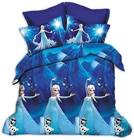 Kids 3D Frozen Title Printed 4 PCS Queen\King Size Comforter Sheet Sets (01)