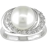 10K Gold 1 10ct TDW Diamond FW Pearl Ring