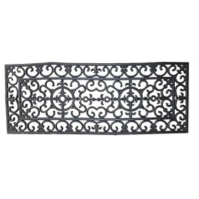 Fleur Di Lys 18 x 47 Recycled Rubber Doormat by 
