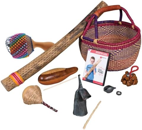 KI7207 - Global Percussion Set: Handcrafted Instruments from Africa & South America, Educational Classroom Tool for Cultural Musical Exposure