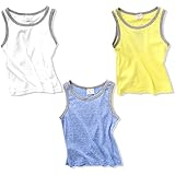 Spinas(スピナス) タンクトップ （３枚セット）キッズ 子供服 男の子 女の子 無地 シンプル 定番 コットン 綿 ノースリーブ パステル カラー 全５色 （ホワイト イエロー　オレンジ　グリー