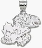 Kansas Jayhawks Giant 1 1/2 W x 1 1/2 H Jayhawk Pendant - Sterling Silver Jewelry