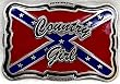 COUNTRY GIRL RED  BELT BUCKLE,WITH REBEL FLAG