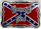 COUNTRY GIRL RED  BELT BUCKLE,WITH REBEL FLAG